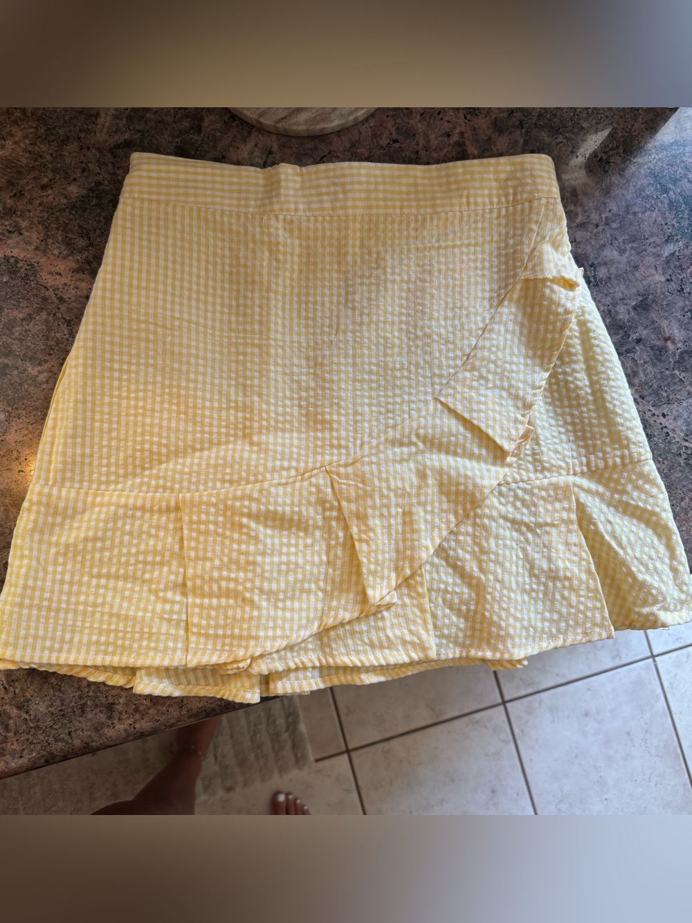 Women’s Yellow Gingham Ruffle Mini Skirt